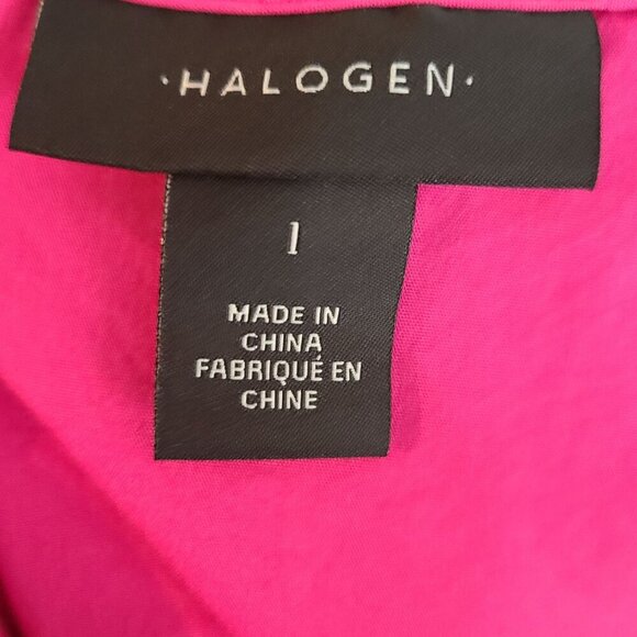Halogen Women's Short Sleeve Pullover Top Pink Size large peplum hem office - Picture 6 of 7